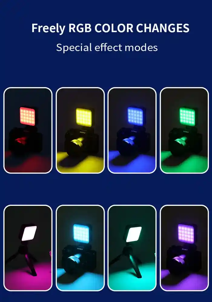 Jmary FM-69RGB Rechargeable Mini RGB Light built-in 2000mAh rechargeable battery with Type-C charging interface